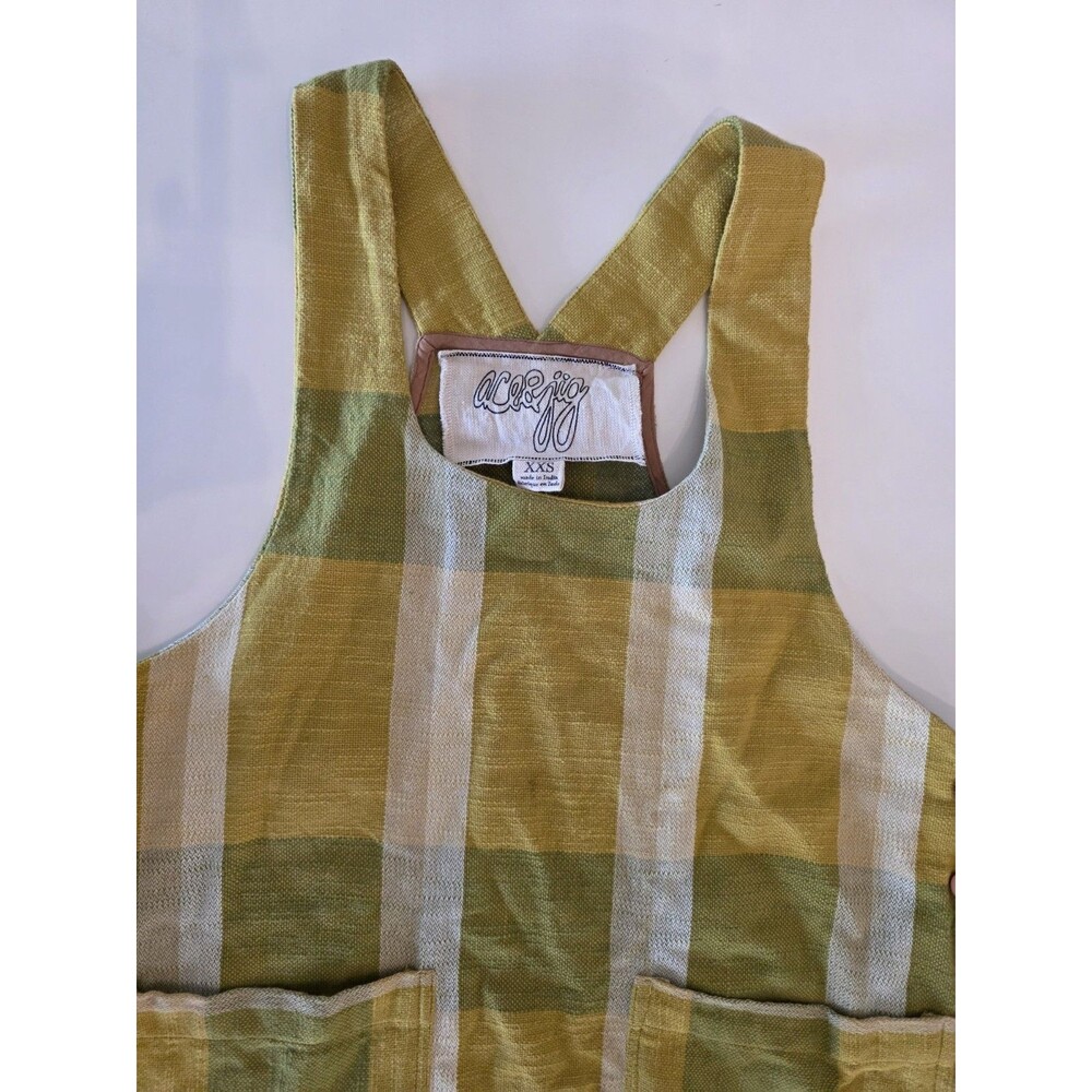 Ace&Jig Brand Thelma Multi-Colored Plaid Textile Chore Dress Sz XXS Plaid Pocket - Picture 2 of 6